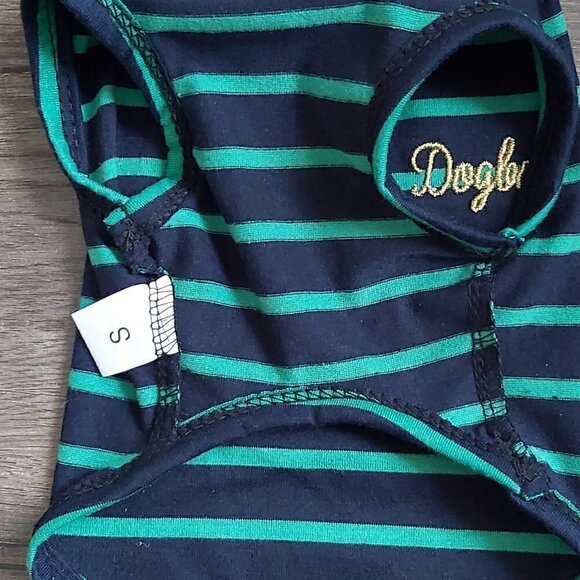 Nwot "Dogbaby" Embroidered Blue And Green Striped Dog Shirt - Size Small - Picture 5 of 5